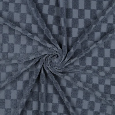 Tissu Jersey carreaux éponge uni Bleu gris - Par 10 cm