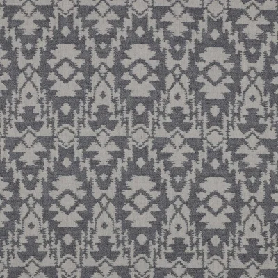 Tissu Jacquard Double gaze Ethnique marine sur fond Ecru - Par 10 cm