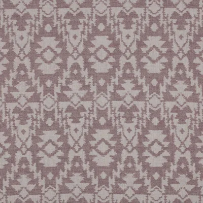 Tissu Jacquard Double gaze Ethnique lilas sur fond Ecru - Par 10 cm