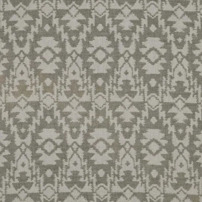 Tissu Jacquard Double gaze Ethnique vert sur fond Ecru - Par 10 cm