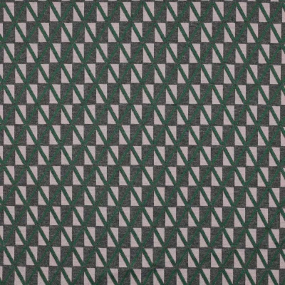 Tissu Jersey Milano Géo sur fond Gris anthracite chiné - Par 10 cm
