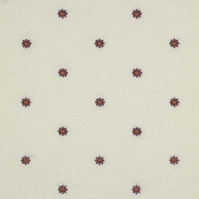 Tissu Sherpa Fleurs brodées sur fond Ecru - Par 10 cm
