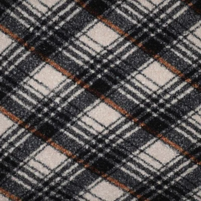 Coupon Tissu Bouclette motif tartan sur fond Beige - Coupon de 50 cm