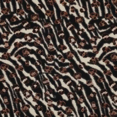 Tissu Polyester Stretch imprimé motif léopard et zébré sur fond Beige - Par 10 cm