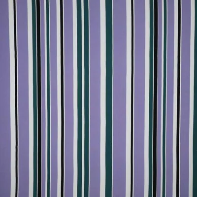 Tissu Viscose légère Rayé blanc et canard sur fond Lilas - Par 10 cm