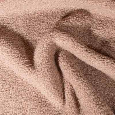 Tissu Bouclette Teddy envers Polaire uni Beige - Par 10 cm