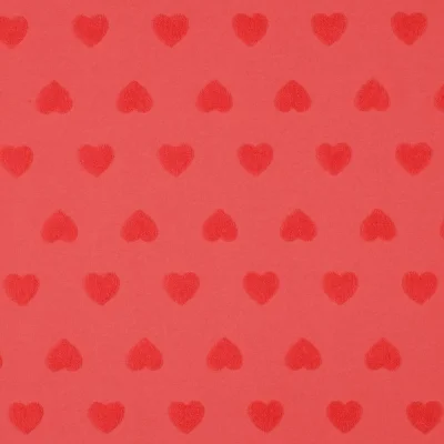 Tissu Maille cœur en éponge Amoria rouge sur fond Rouge - Par 10 cm