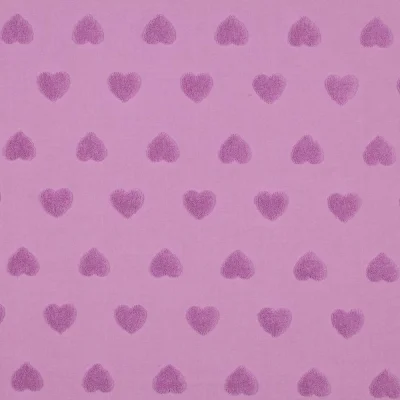 Tissu Maille cœur Amoria violet sur fond Parme - Par 10 cm