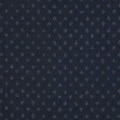Tissu Jeans Denim pois Nolyn bleu clair sur fond Bleu marine - Par 10 cm