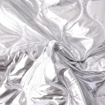 Tissu Doudoune réversible alvéoles Ondine uni Argent envers Gris - Par 10 cm