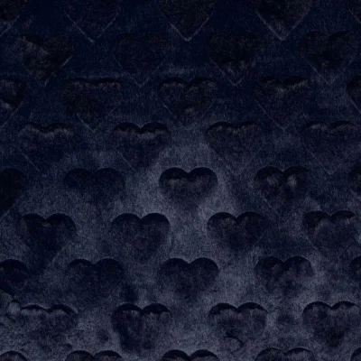 Tissu Fausse fourrure cœurs Elena uni bleu nuit - Par 10 cm