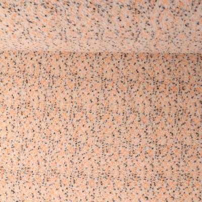Tissu Fausse fourrure Mouton Toundra moucheté Orange et Noir sur fond Beige - Par 10 cm