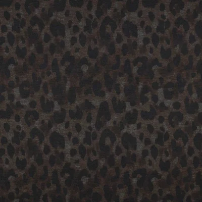 Tissu Jersey Milano Donatella léopard sur fond Marron chocolat - Par 10 cm