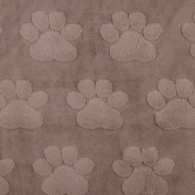 Tissu Fausse fourrure Misha patoune uni Taupe - Par 10 cm