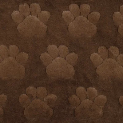 Tissu Fausse fourrure Misha patoune uni Brun chocolat - Par 10 cm