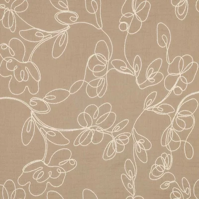 Tissu Double gaze blanc Ecloria sur fond Beige - Par 10 cm