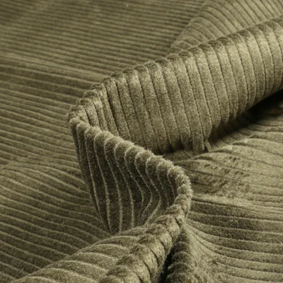 Tissu Velours Grosses côtes Vert kaki - Par 10 cm