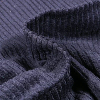 Tissu Velours Grosses côtes Bleu denim - Par 10 cm