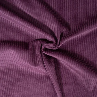 Coupon Tissu Velours Grosses côtes Prune - Coupon de 30 cm