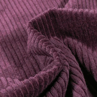 Tissu Velours Grosses côtes Violine - Par 10 cm