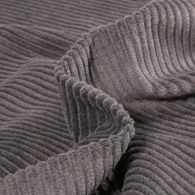 Tissu Velours Grosses côtes Gris anthracite - Par 10 cm