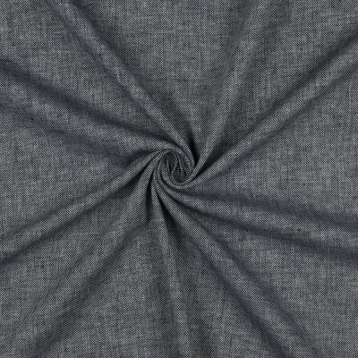 Tissu Coton Lin Chevrons Blanc sur fond Gris anthracite - Par 10 cm