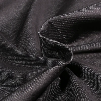 Tissu Chambray extensible uni Noir - Par 10 cm
