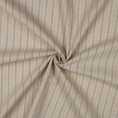 Tissu Lin Viscose lurex Rayé noir sur fond Naturel - Par 10 cm