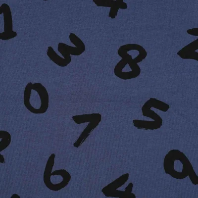 Tissu Sweat envers molletonné Enzo sur fond Bleu denim - Par 10 cm