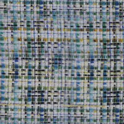 Tissu Viscose Digital motif tweed sur fond Bleu - Par 10 cm