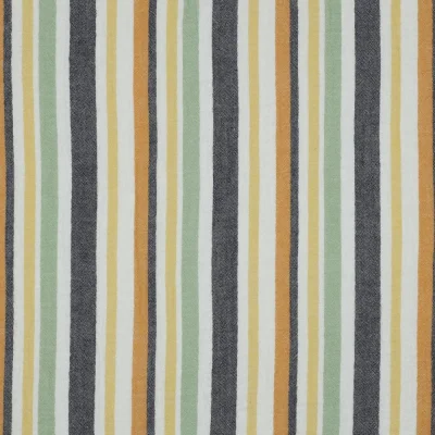 Tissu Double Gaze fil teinté Rayures noir et jaune sur fond Blanc - Par 10 cm