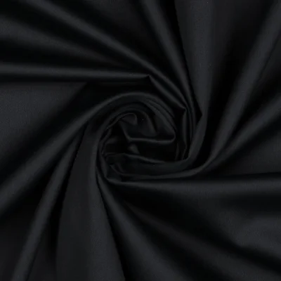 Tissu Satin de Coton uni Noir - Par 10 cm