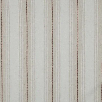 Tissu Lin mélangé Rayures camel sur fond Ecru - Par 10 cm