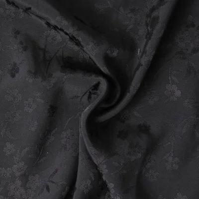 Tissu Jacquard de Viscose Séraphina fleuris uni Noir - Par 10 cm