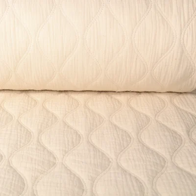 Tissu Double gaze Matelassée réversible uni Ecru - Par 10 cm