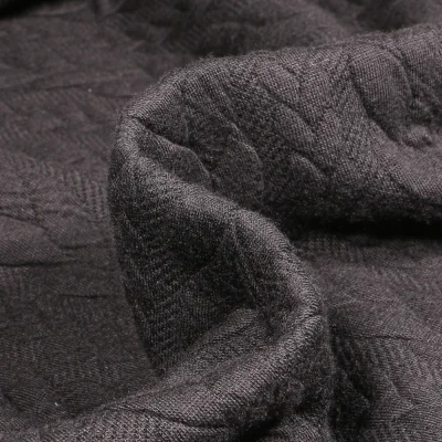 Tissu Sweat effet Maille tressée Lena Noir - Par 10 cm