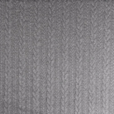 Tissu Sweat  effet Maille tressée Gris pierre - Par 10 cm