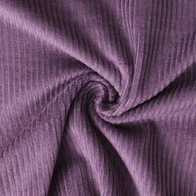 Coupon Tissu Velours Côtelé lavé Garance uni Violet foncé - Coupon de 30 cm