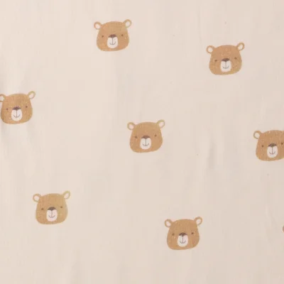 Tissu Jersey stretch oursons Tibear sur fond Beige - Par 10 cm