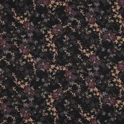 Coupon Tissu Viscose extensible Miel sur fond Noir - Coupon de 250 cm