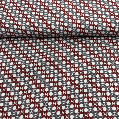 Tissu Viscose Lettra A sur fond Bordeaux - Par 10 cm
