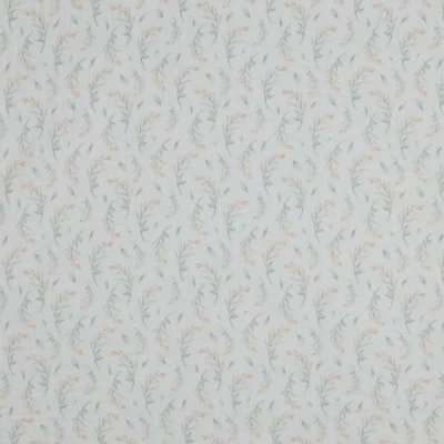 Tissu Double gaze de Coton fleurs Anaé vertes sur fond Blanc chiné - Par 10 cm