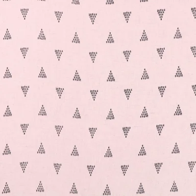 Tissu Lin Viscose léger Triangles Noirs sur fond Rose blush chiné - Par 10 cm