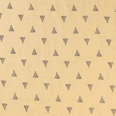 Tissu Lin Viscose Triangles Noirs sur fond Jaune paille - Par 10 cm