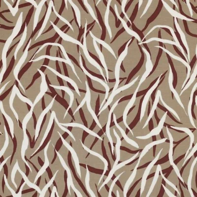 Tissu Viscose Popeline Stretch Trigre sur fond Beige - Par 10 cm