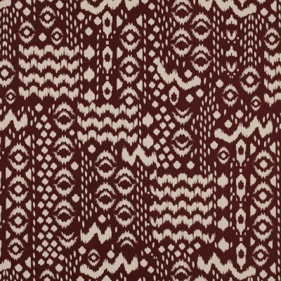 Tissu Toile de Coton imprimé Ethique sur fond Bordeaux - Par 10 cm
