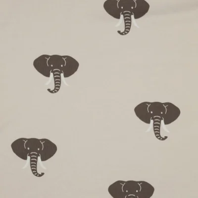Tissu Jersey Coton Tête d&#039;élephant sur fond Beige clair - Par 10 cm