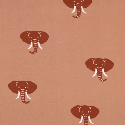 Tissu Jersey Coton Tête d&#039;élephant sur fond Saumon - Par 10 cm