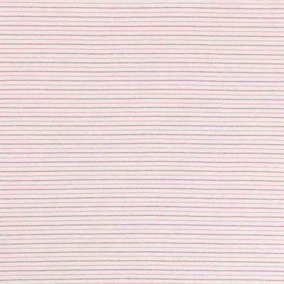 Tissu Jersey Coton Lurex Rayures roses sur fond Ecru - Par 10 cm