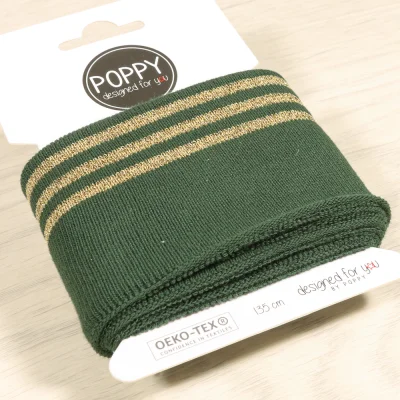 Bande Bord-côte Poppy rayures Lurex Vert
